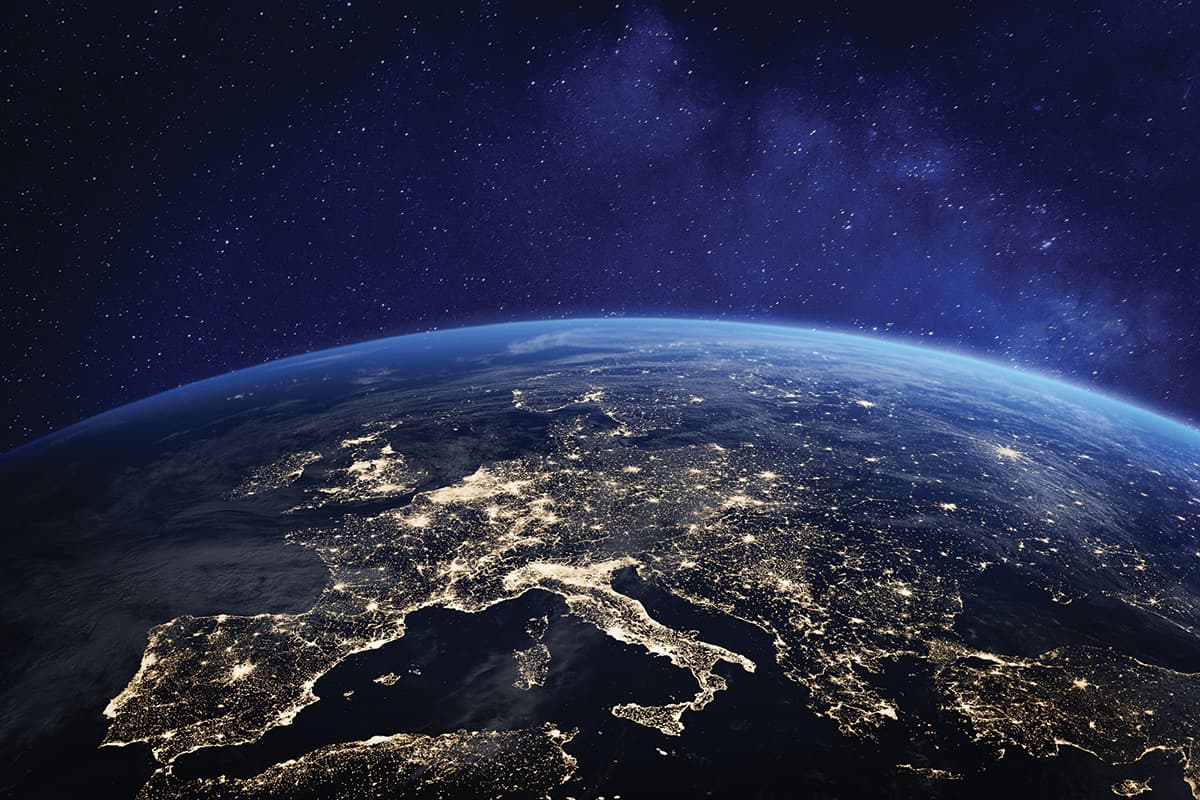 Europe at night from space
