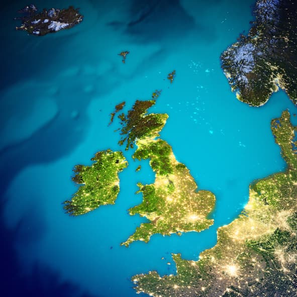UK and Ireland satellite photo