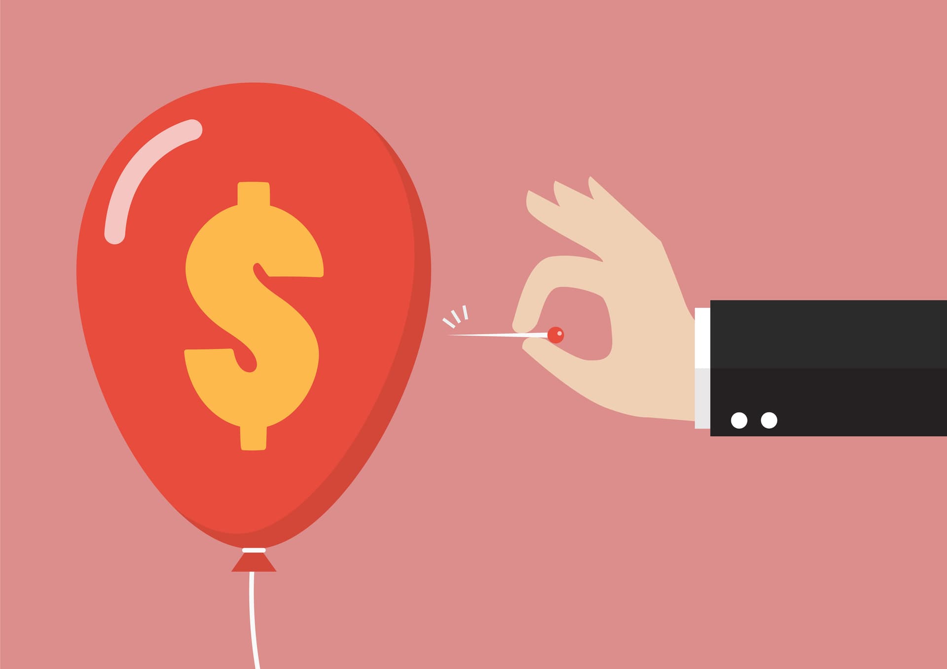 Balloon dollar bursting