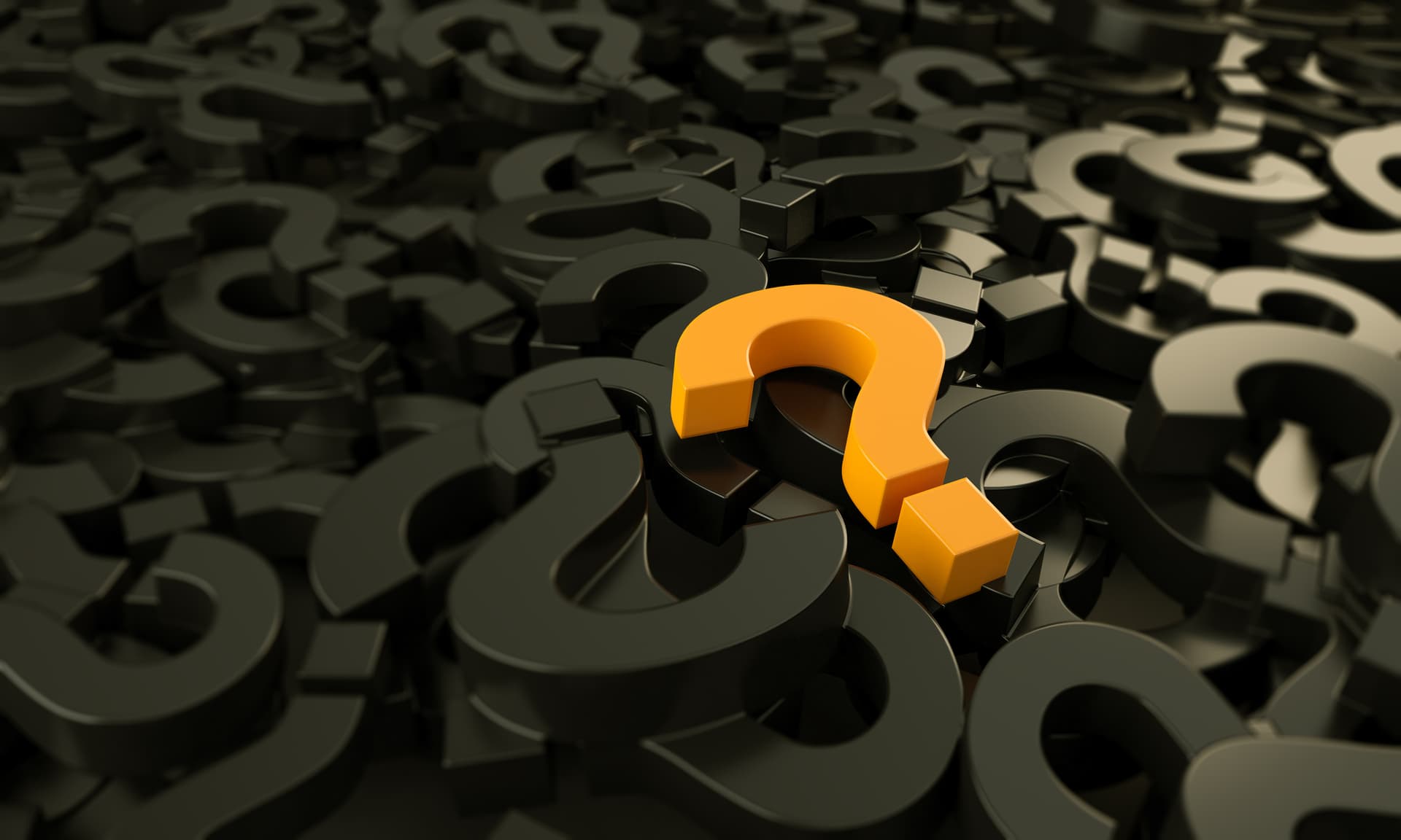 yellow question mark among black ones