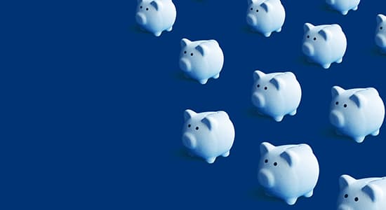 Piggy bank group pastel color background.money and financial concepts ideas