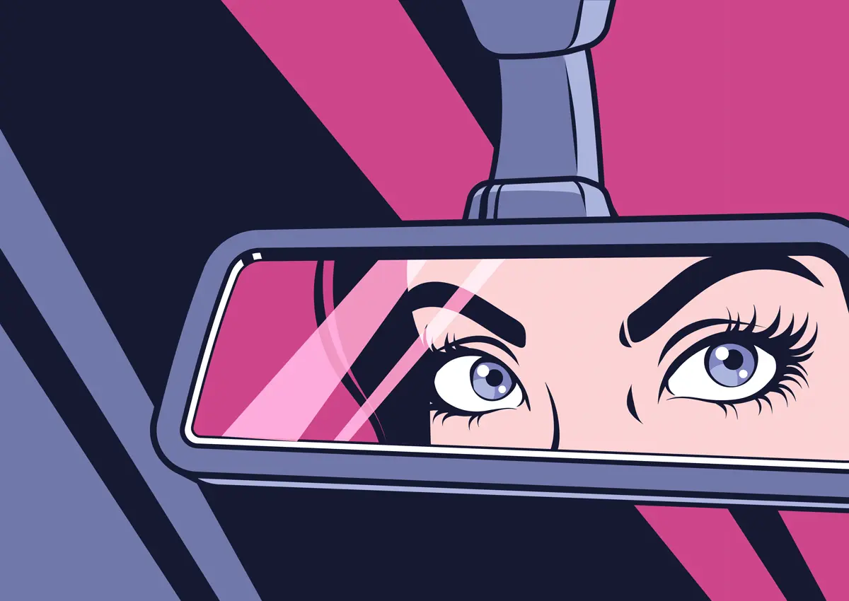 Rearview mirror eyes gaze