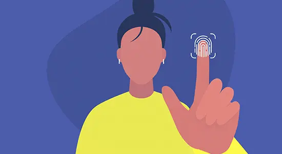 Finger print touch screen woman