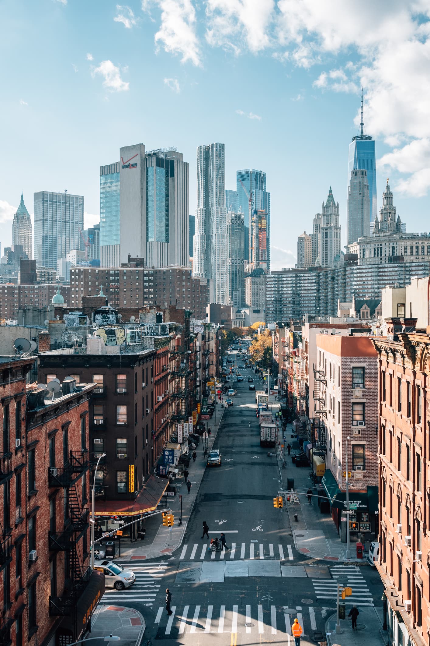 Madison Street and Financial District in New York City