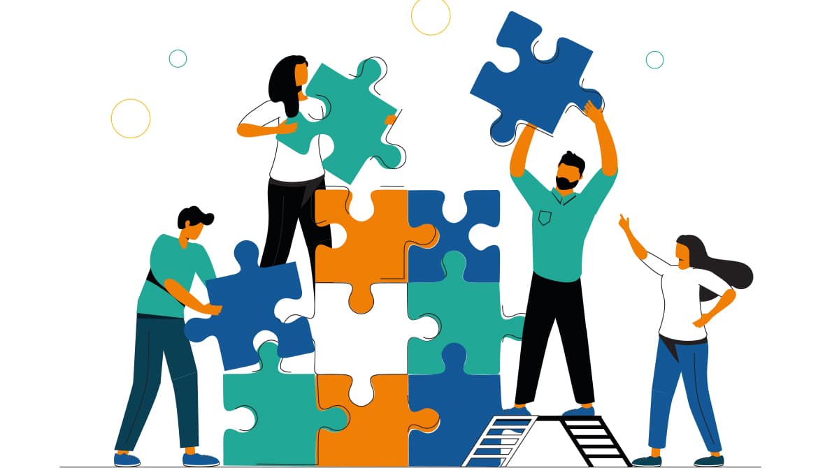 Puzzle building teamwork