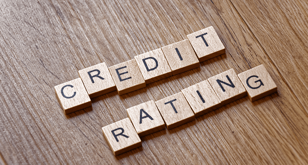 Letter blocks spelling out "credit rating"