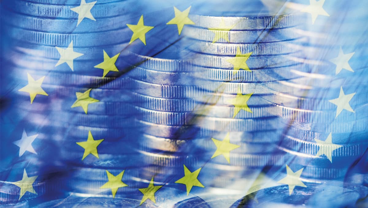 EU flags and coins