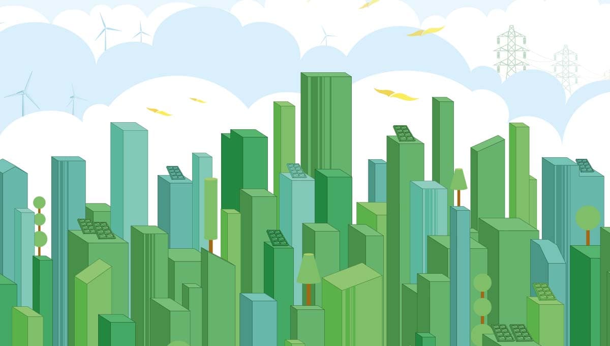 Green city skyline