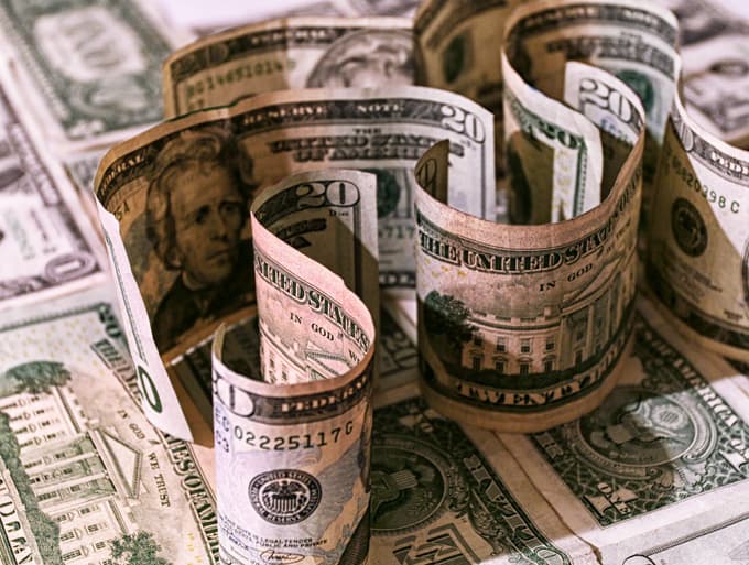 Twisted paper US currency