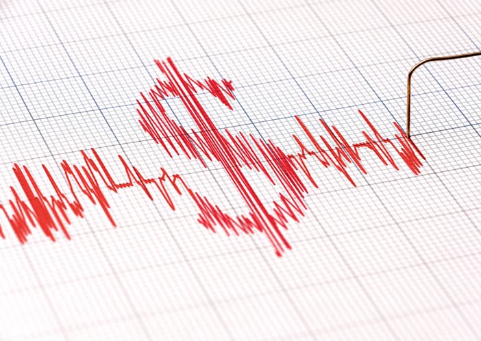 Vital sign pulse check in shape of dollar sign