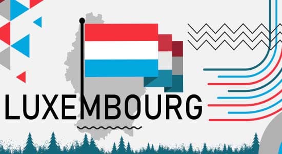 An illustration of Luxembourg's flag and other background material
