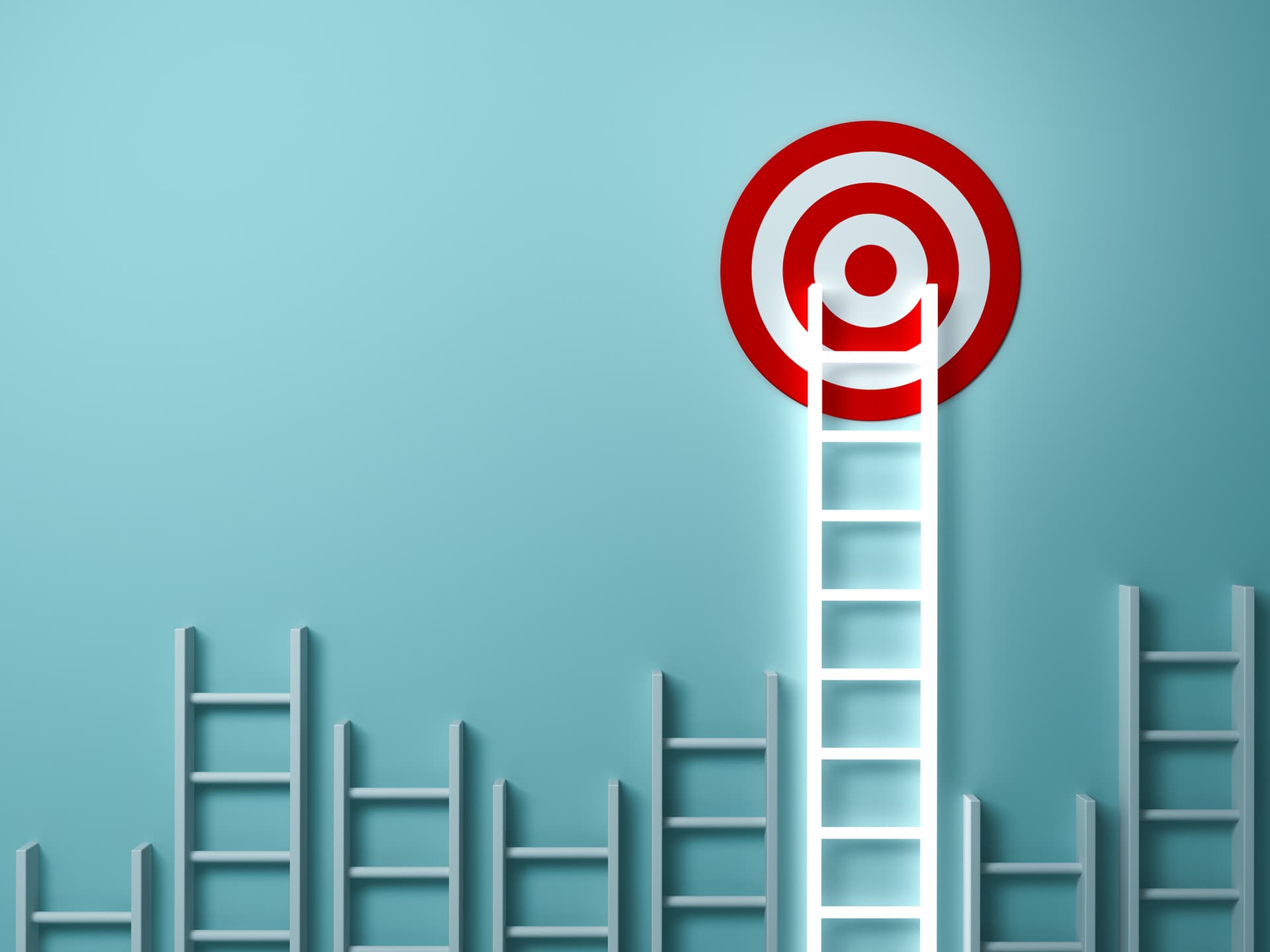 ladders reaching up to a target