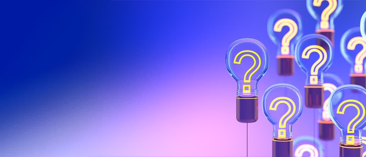 Lightbulbs with question marks