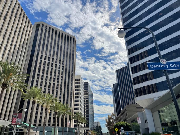 Street view of Century City in Los Angeles, California.