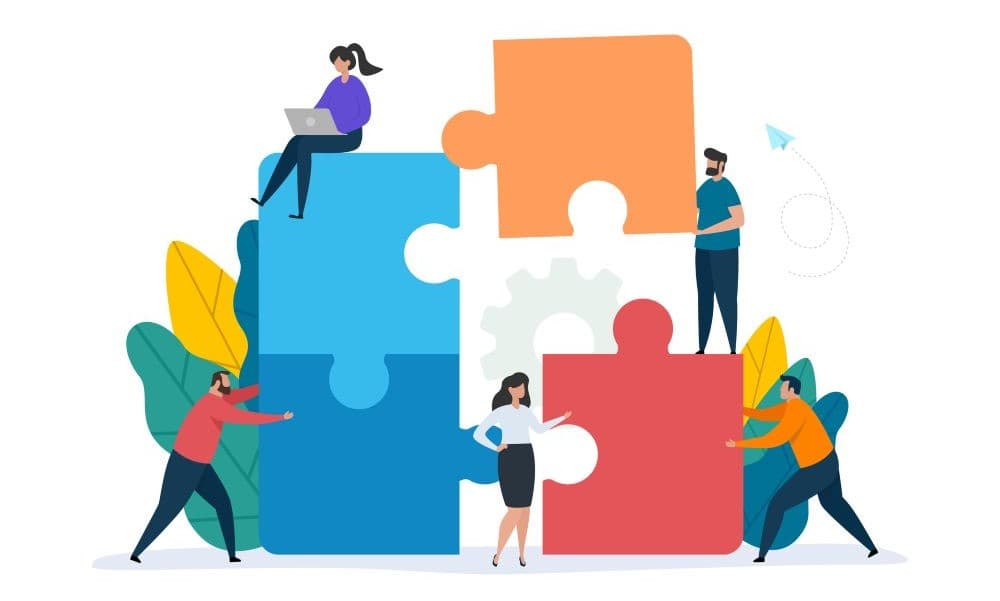 Illustration conveying the concept of building a structure.