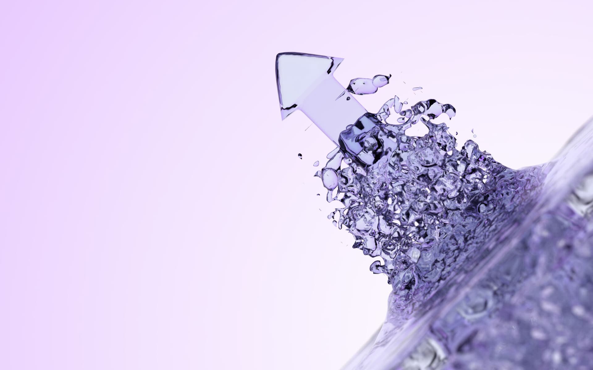 An arrow made of water coming out of a pool of water