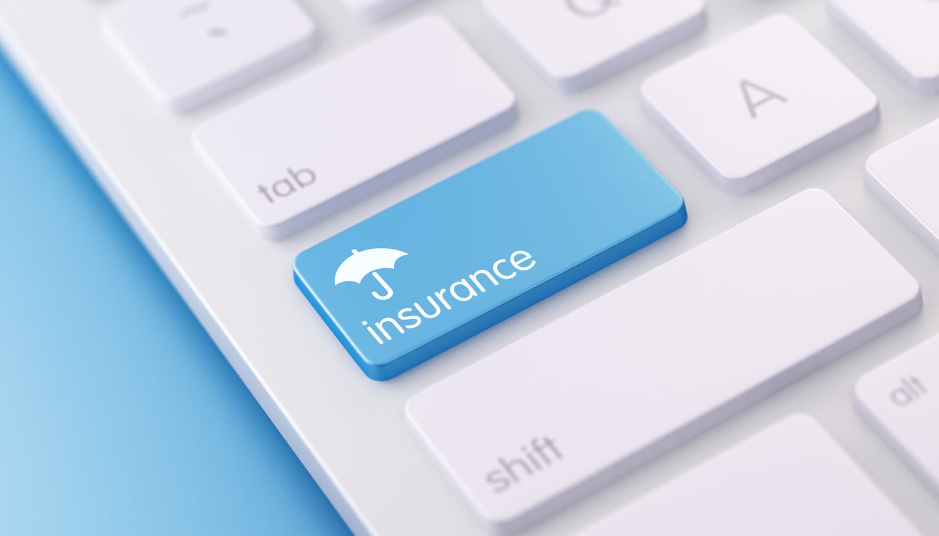 Image of an insurance key on a keyboard.