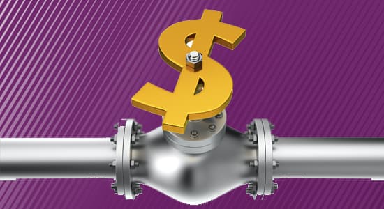 Dollar valve on the pipeline