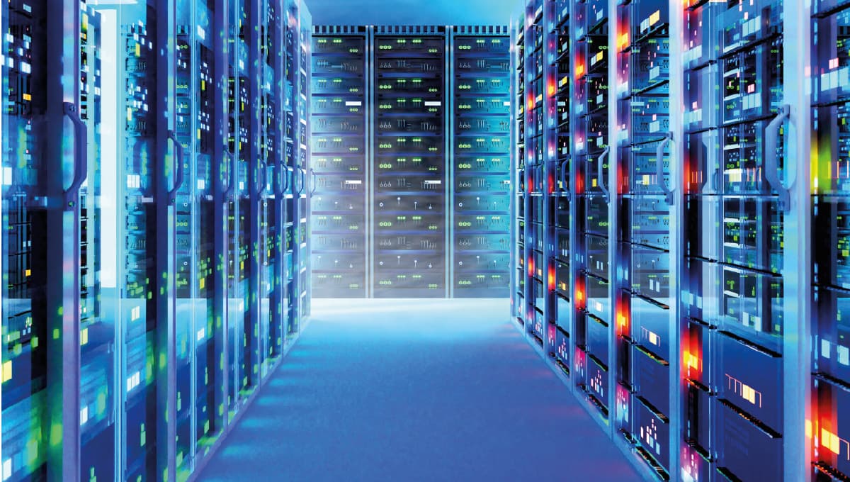 A room full of servers in a data centre