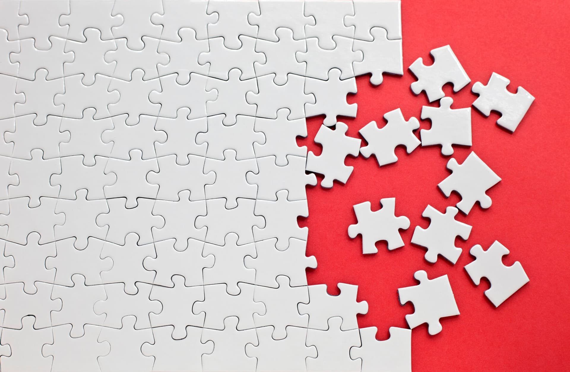 White and red jigsaw puzzle