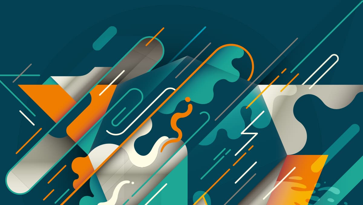 abstract blue turquoise orange triangle swirl