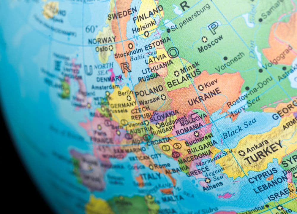 Photo of a map of Eastern Europe.