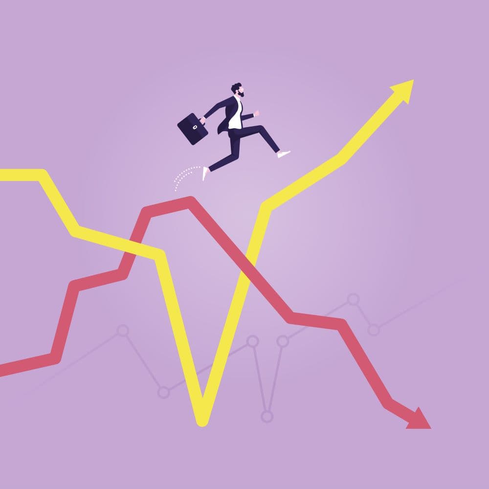 Illustration of gGraph lines going up and down.