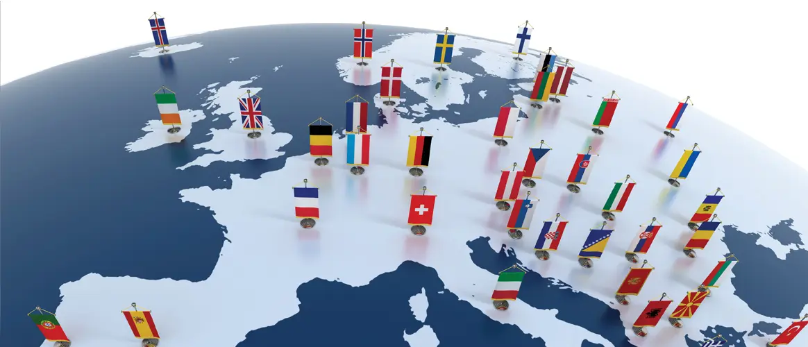 Europe flags map