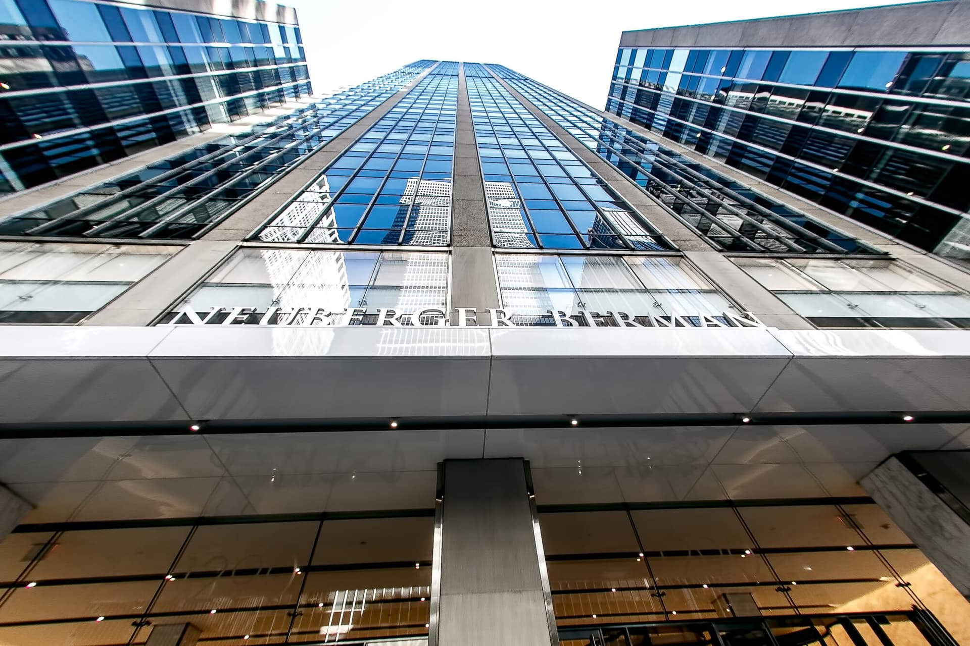 The front view of Neuberger Berman office building on 6th Avenue in Manhattan.
