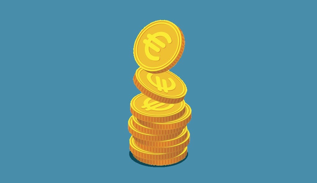 Illustration of a stack of gold Euro coins