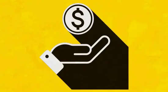 Illustration of a hand catching a coin.