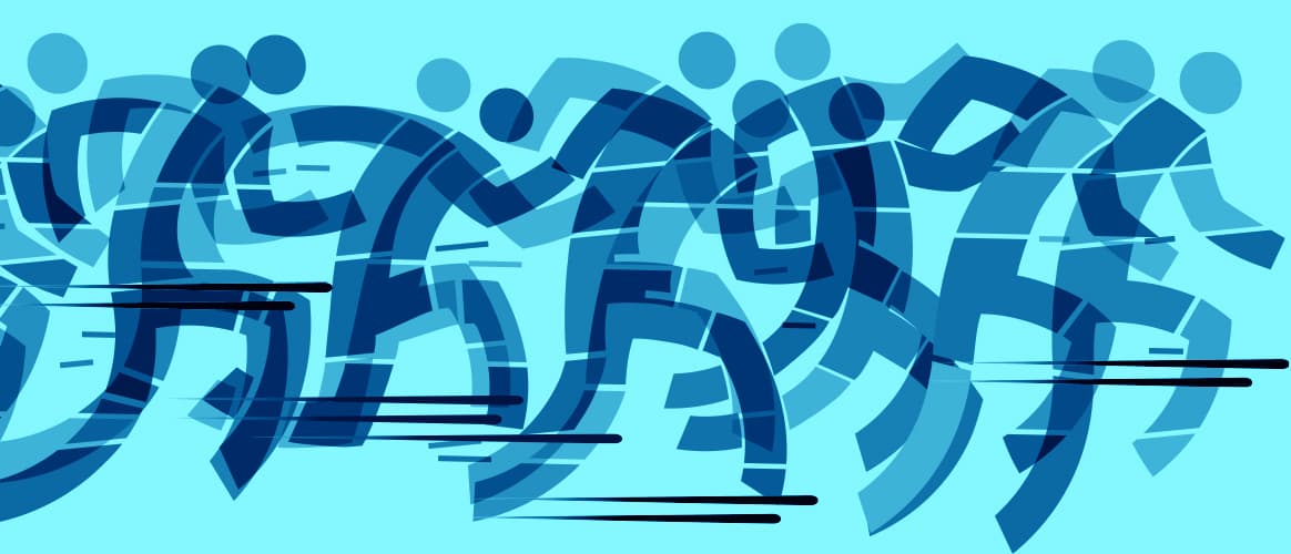 Graphic of people running.