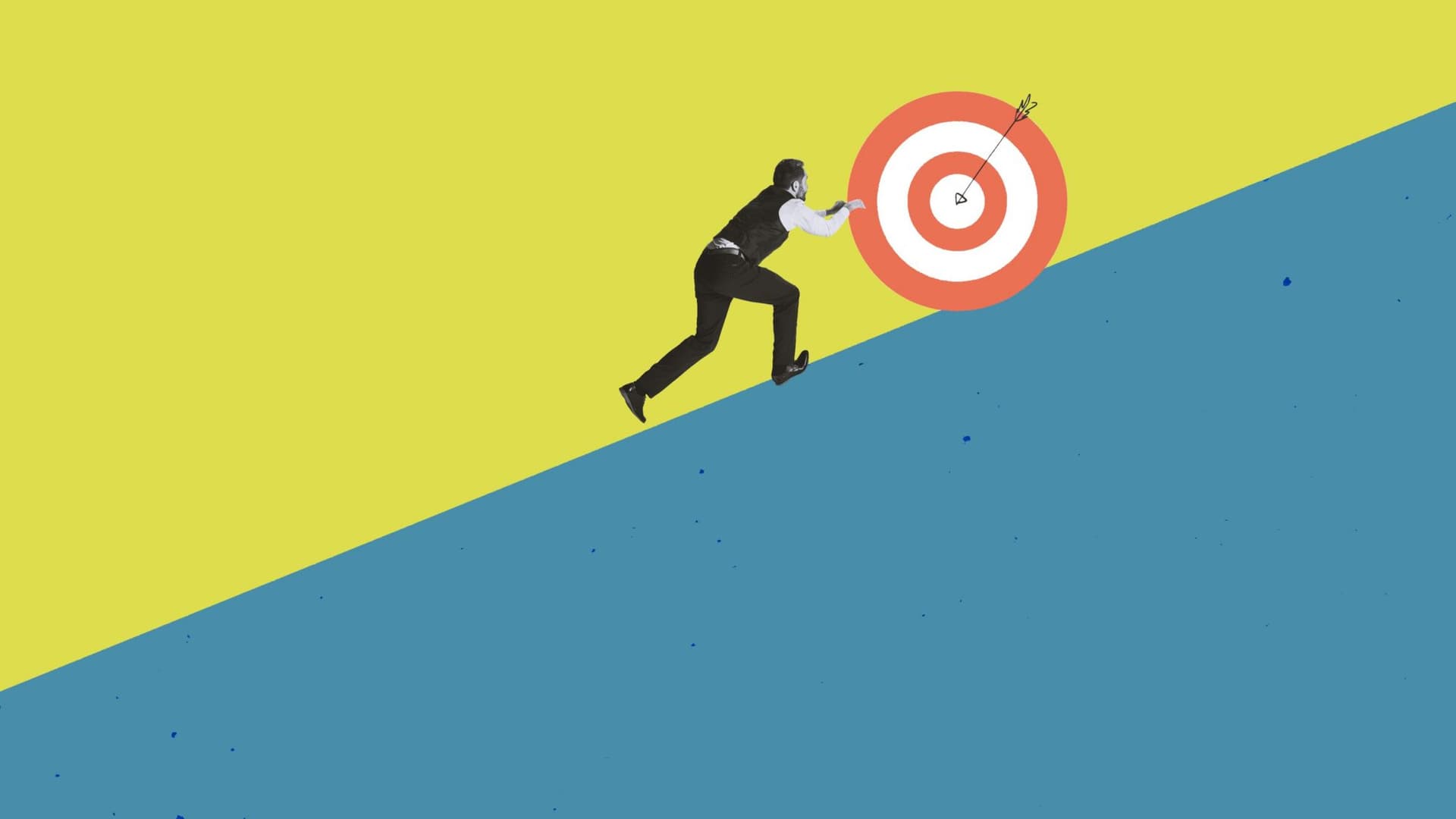 A person pushing a target upwards