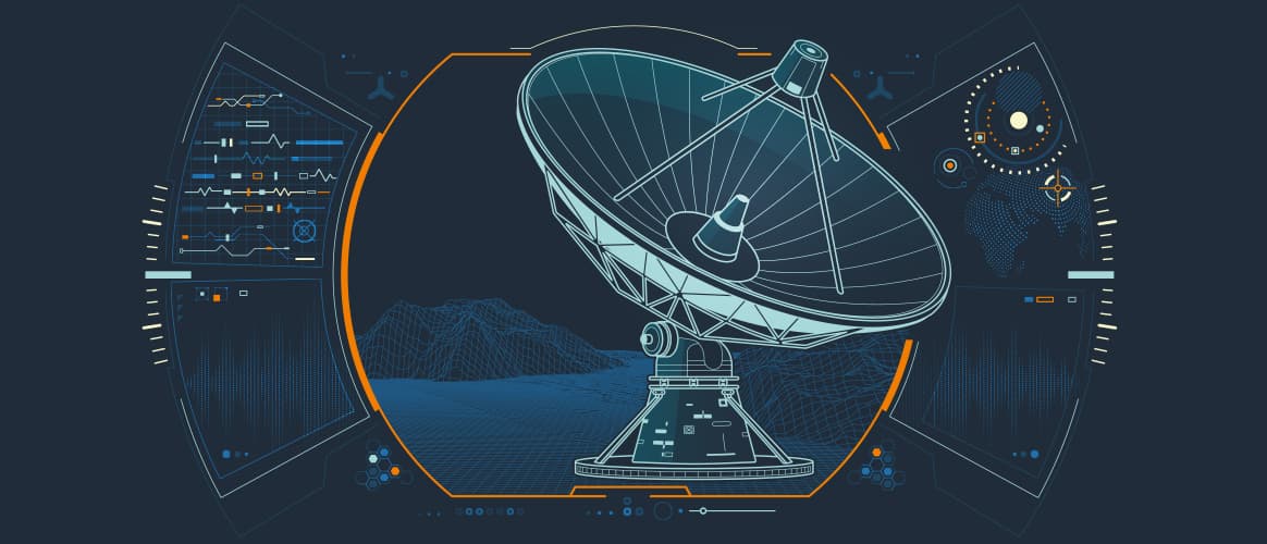 A digital picture of a satellite dish