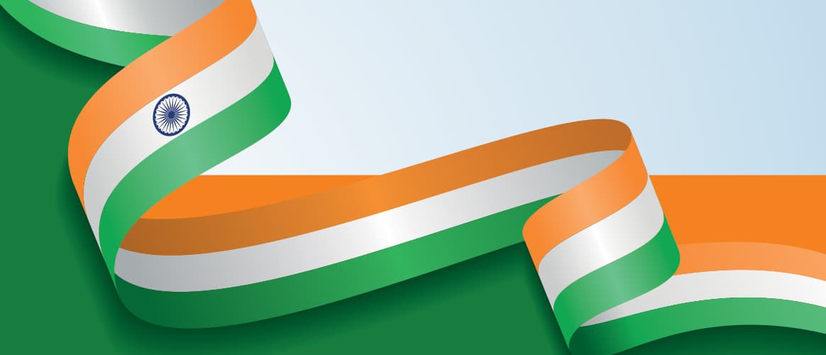 An illustration of the flag of India waving in the wind