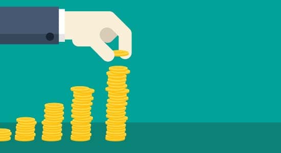 An illustration of a hand stacking coins