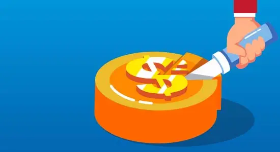 cutting money pie slices