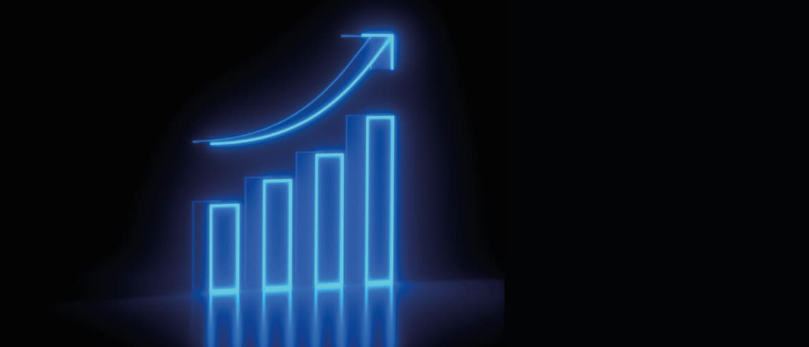 Neon arrow over chart